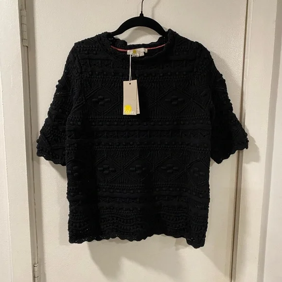 NWT Boden Claudia Textured Knitted Top Size US 4 short sleeve black sweater - Picture 5 of 10